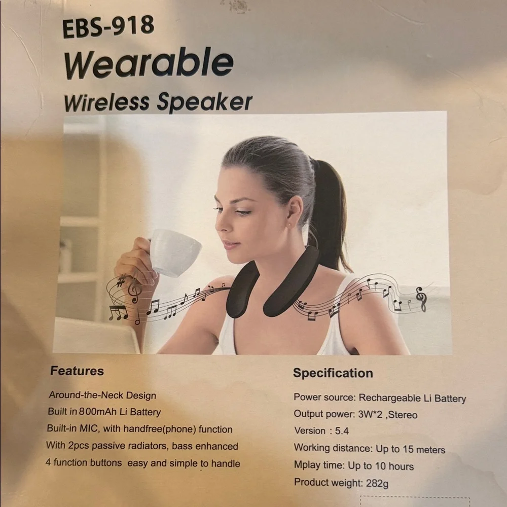 Black Wearable Wireless Speaker - Picture 2 of 2